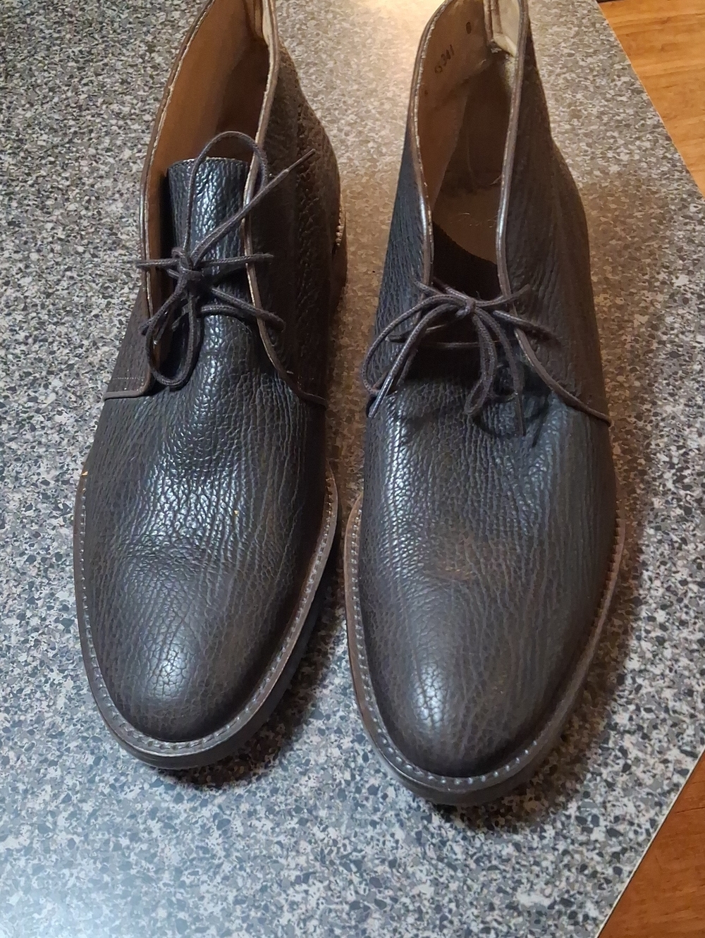 Alan Payne Brown Pebbled Shark Skin Leather Lace-Up Chukka  Dress Boots Sz 12